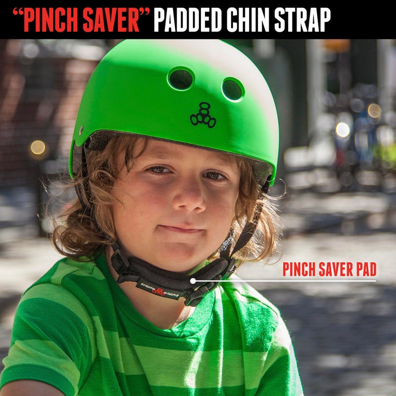 Triple Eight LIL 8 Dual Certified Sweatsaver Kids Skateboard and Bike Helmet with Padded Chin Buckle, Neon Green Glossy, (Model: 3926) - Image 3